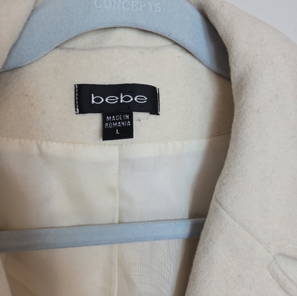 Y2K bebe Cream Trench Coat with Belt - Picture 3 of 8
